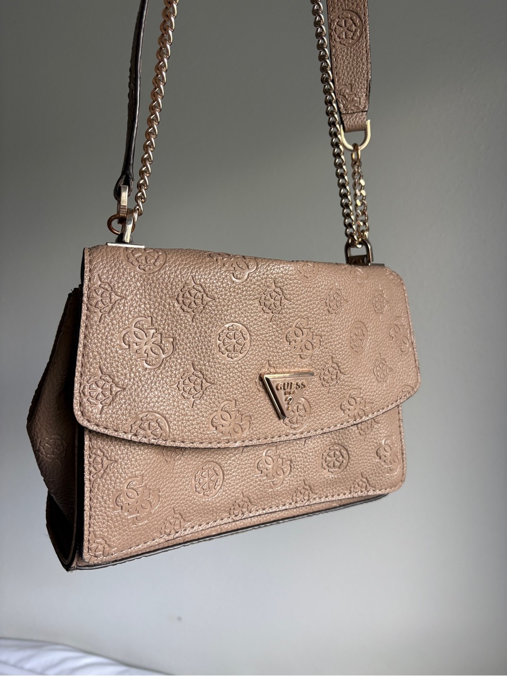 GUESS Cresidia Convertible Crossbody Flap Bag in Dark Taupe